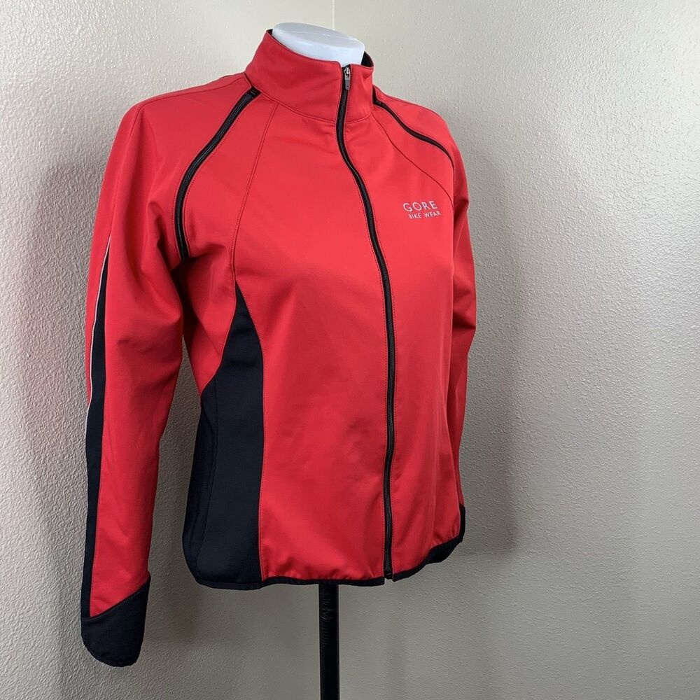 Gore Bike Gear Windstopper Softshell Red Full Zip Convertible Sleeveless Sz L